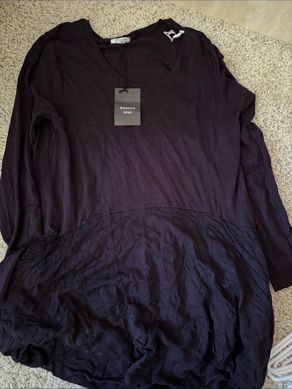 Banana Blue Women's Long Sleeve Scoop Neck Top - Dark Purple